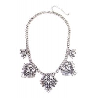 Luna Silver Crystal Art Deco Bib Necklace